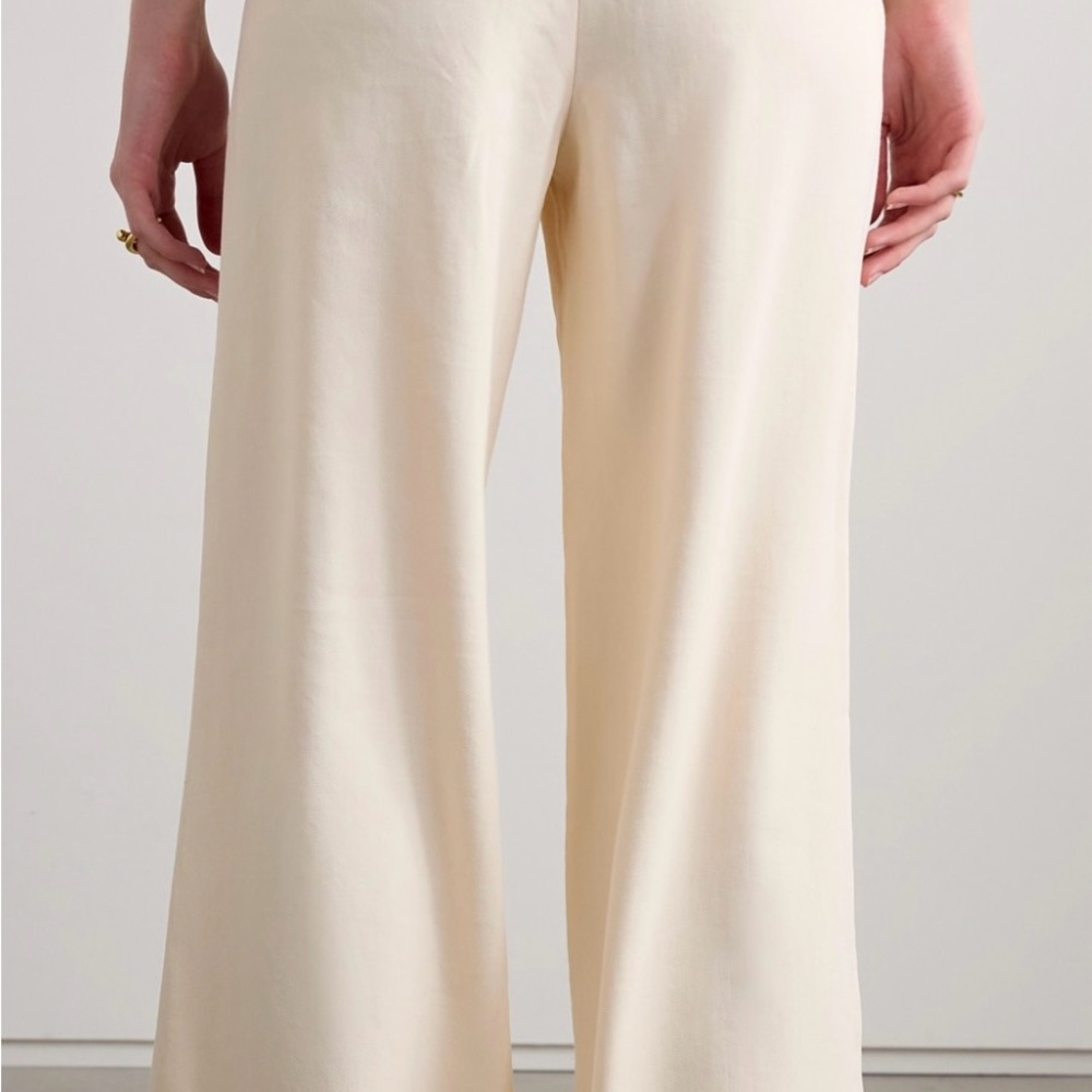 A.L.C. | Tommy II Pleated Linen-Blend Twill Wide-Leg Pants in Bone (US 10)